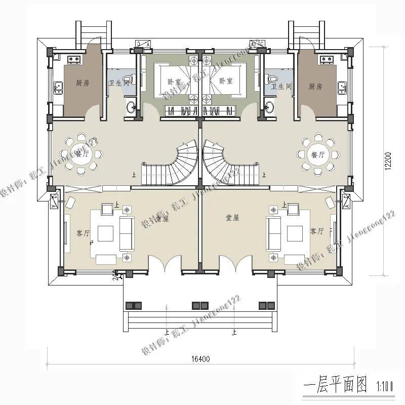 原創1612米大氣雙拼別墅框架結構傳三代二層和三層建哪款都划算