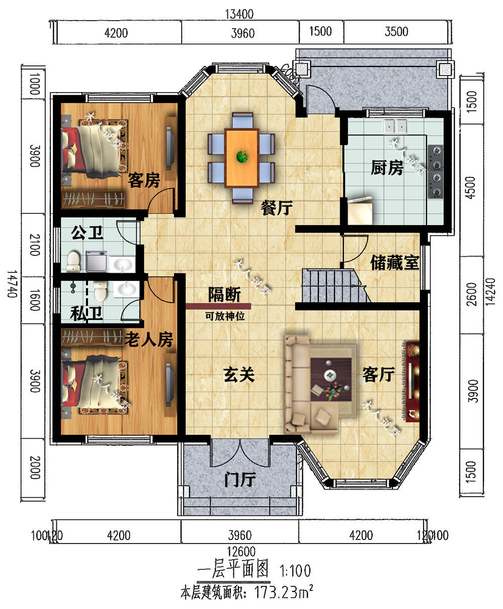 12米宽的两栋农村别墅设计图纸很详细收藏以后建房用