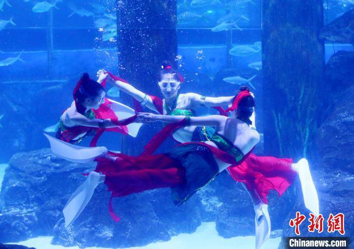 兰州“美人鱼”将敦煌舞“搬到”水下：上演“海底飞天”