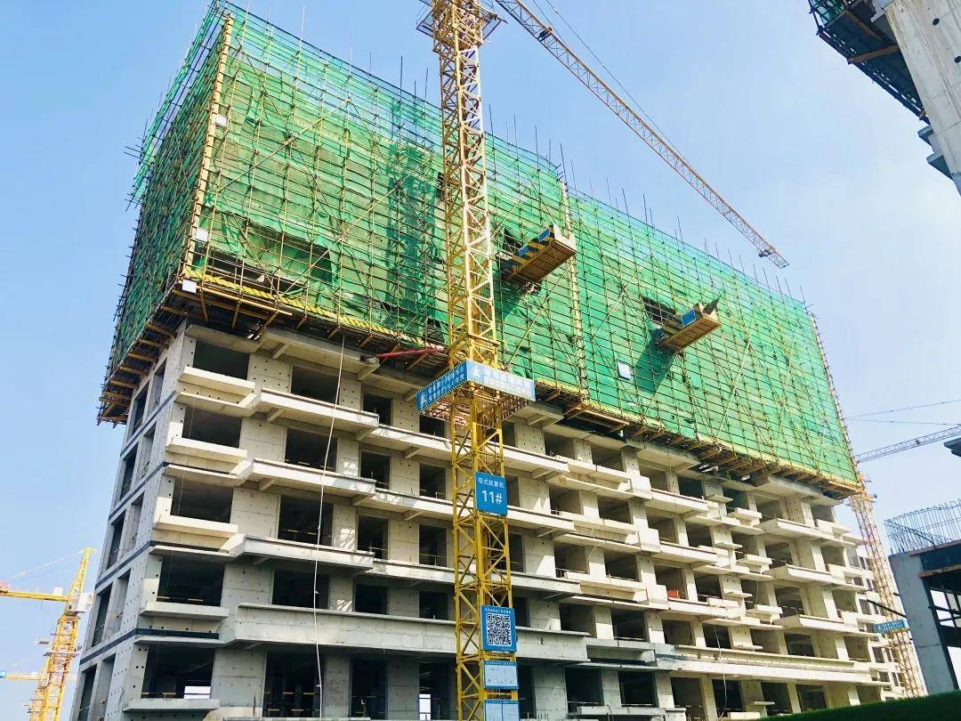 13#已封顶,内外立面抹灰前准备工作进行中,厨卫间烟道安装15#已封顶