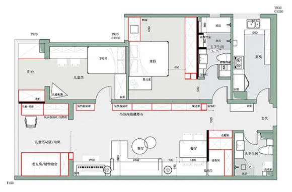 二胎家庭家裡卻只有100㎡,超強收納設計,滿足三代同堂居住要求!