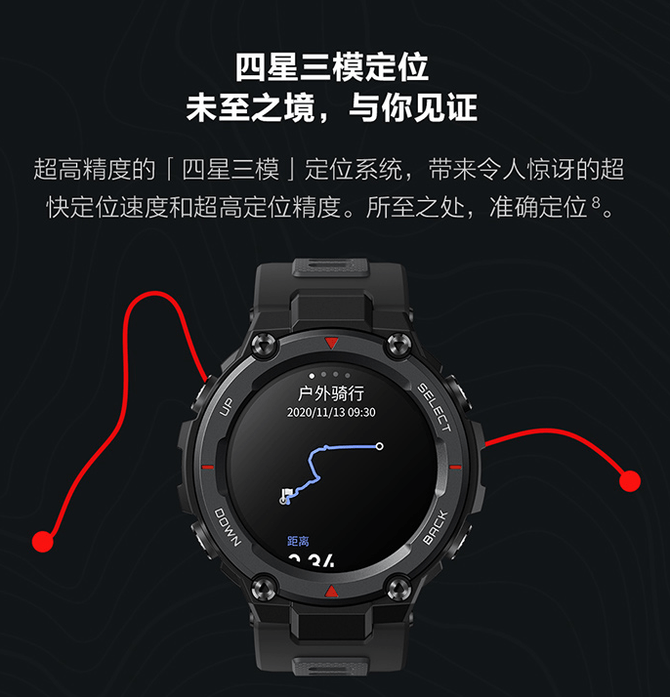 定位|四星三模定位 军规级认证品质 华米Amazfit T-Rex Pro值得入手