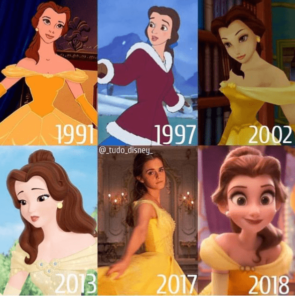 图片[2]-网友分享迪士尼公主历年造型变化，艾莎日渐严肃，木兰扮相多变-魔性次元