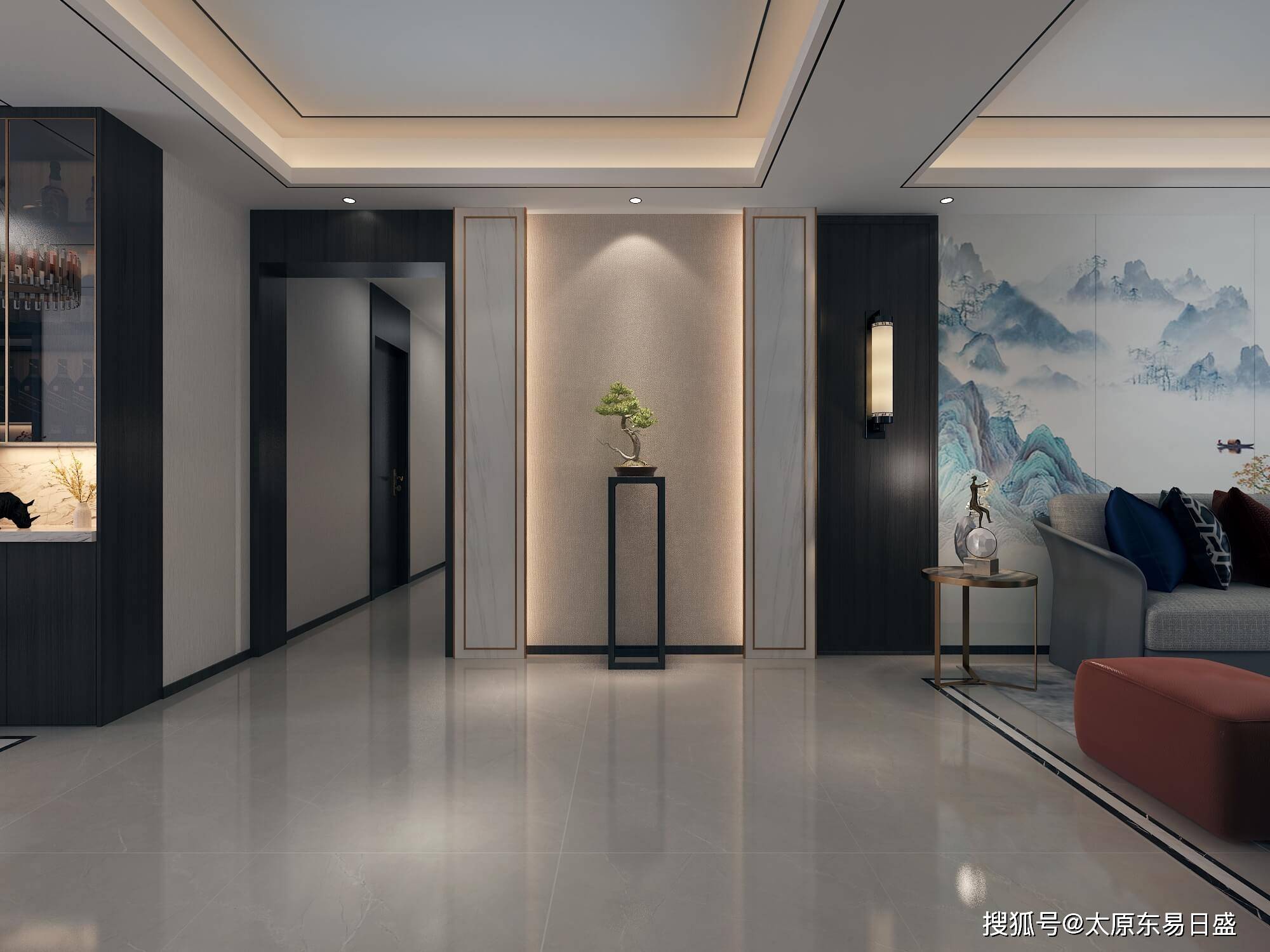 198㎡新中式,以深橡木,米黄色为主-搜狐大视野-搜狐新闻