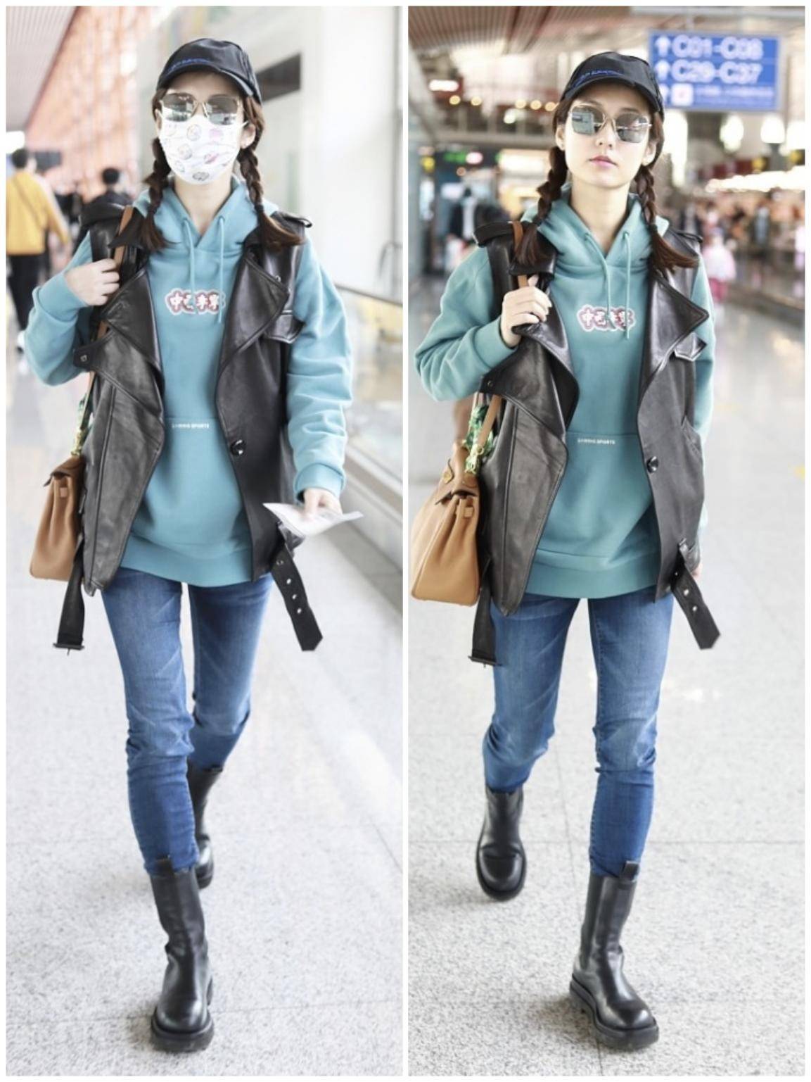 吕一跟小姑娘差不多穿卫衣活力又清新扎麻花辫跟大学生似的