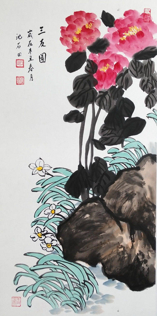 中国当代艺术家吴门画派沈坤沈石田花鸟