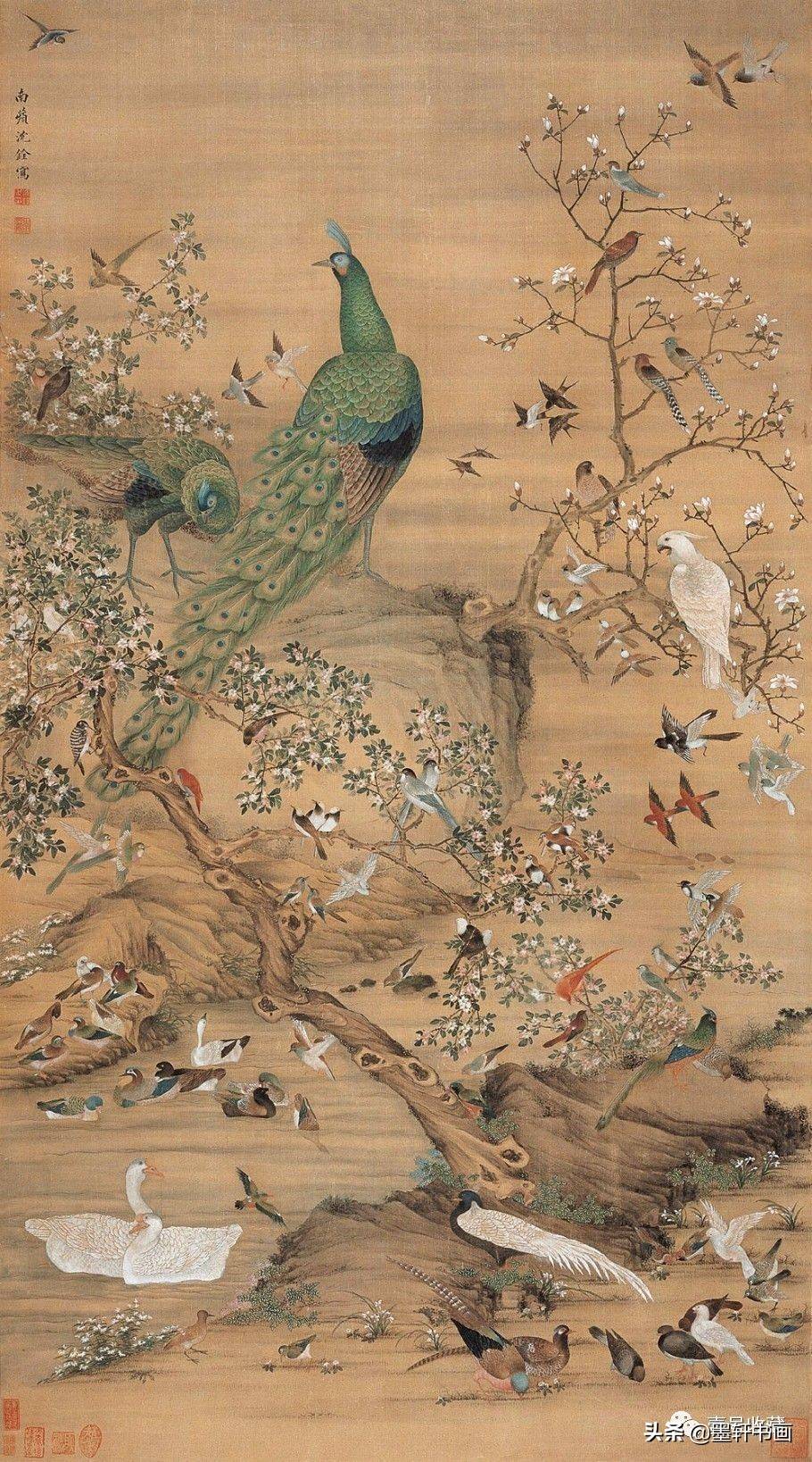 中国 王武 花鳥図 掛軸 美術品・アンティーク・コレクション