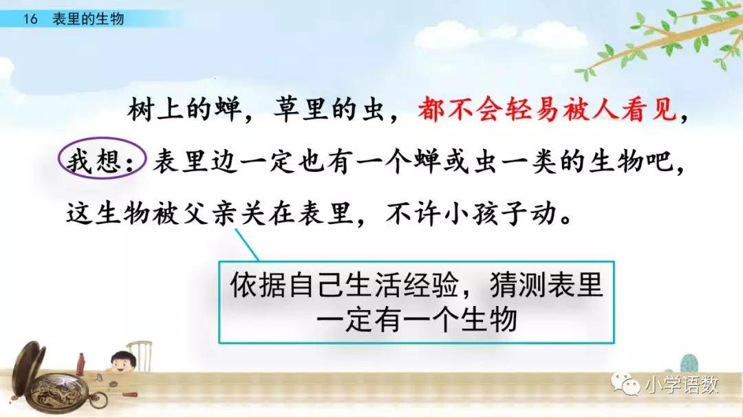 預習部編版六年級下冊第16課表裡的生物圖文講解