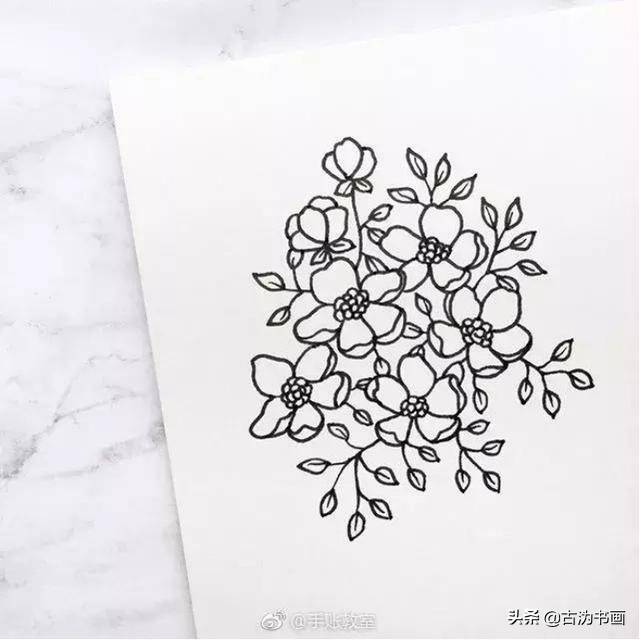 99張花卉線描工筆插畫都能用得著拿去學習吧