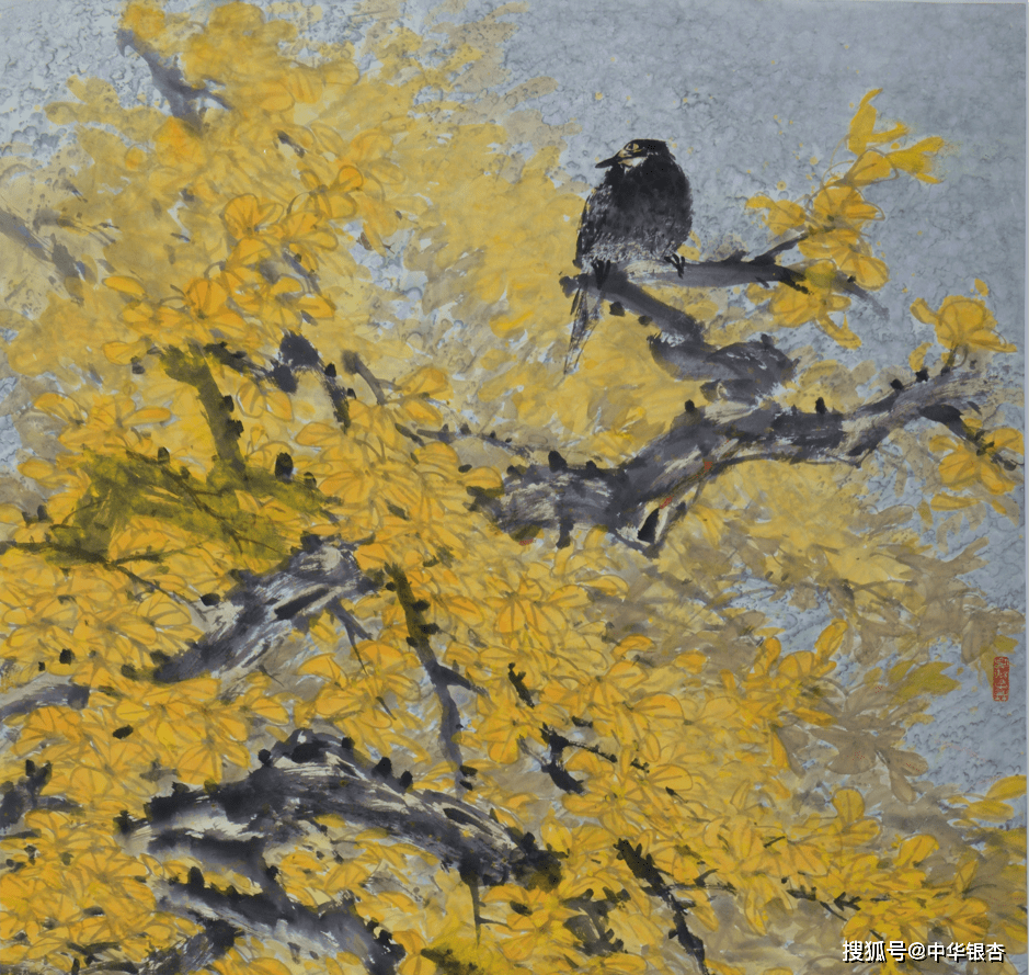 「一日一画」名家名作赏析之画家忆君银杏画第二十五篇