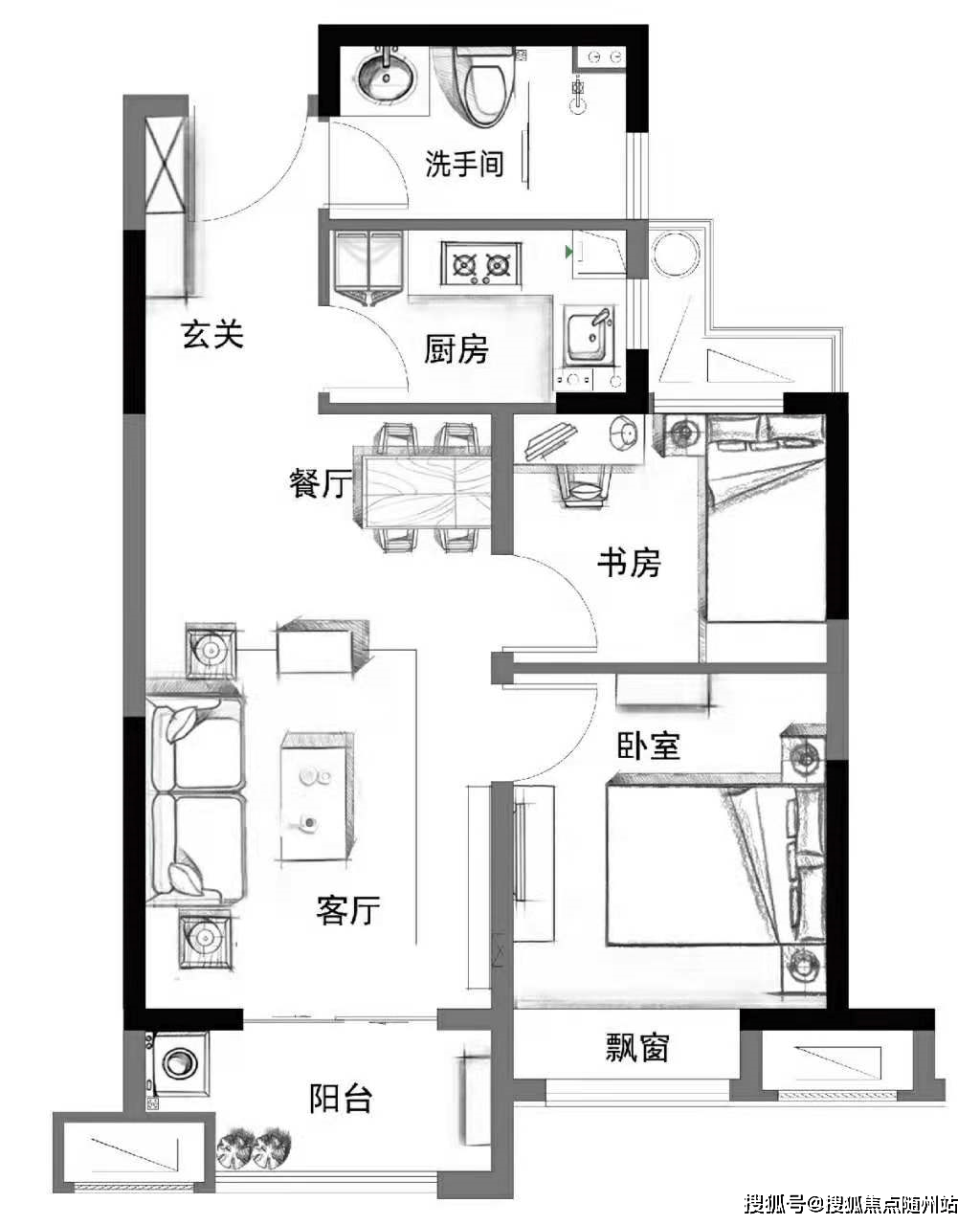 晨曦與星辰悄然落枕旁光合境a1 | 建面約89﹐ | 三室兩廳兩衛戶型賣點