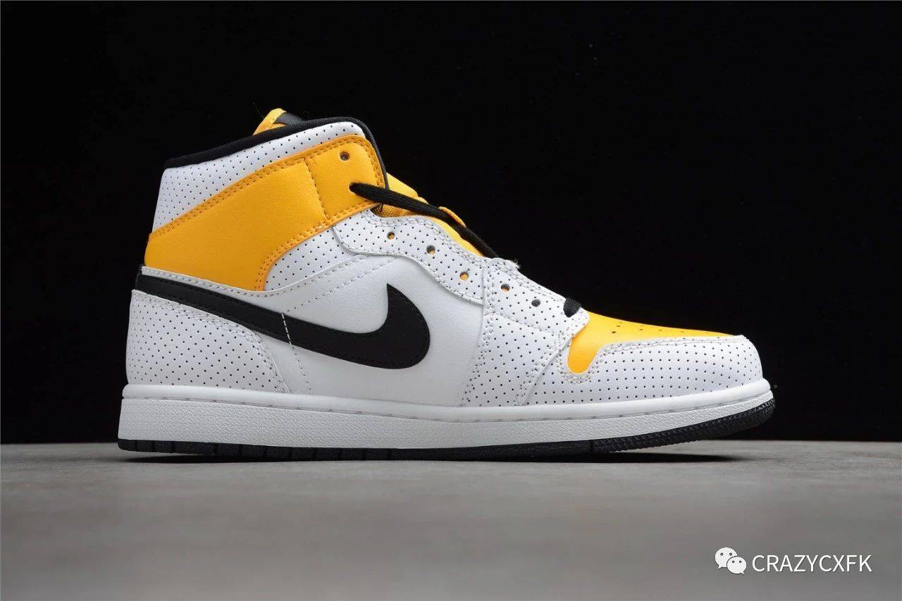 乔丹airjordan1laserorangeaj1白黑黄中帮运动鞋