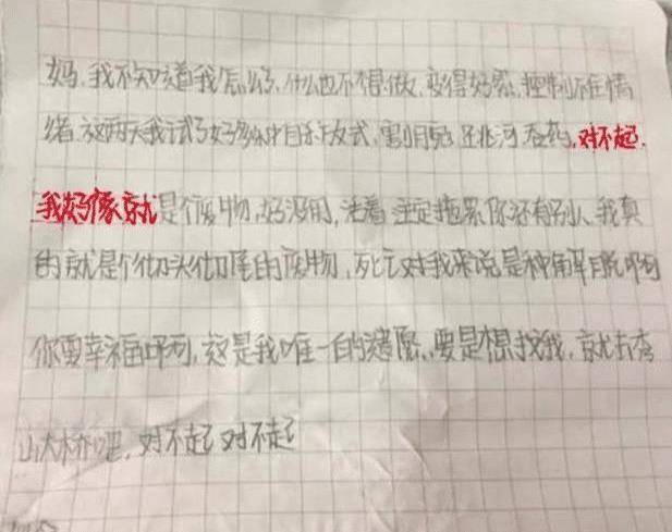江苏一13岁女孩留遗书跳河轻生希望妈妈能幸福家长们请重视