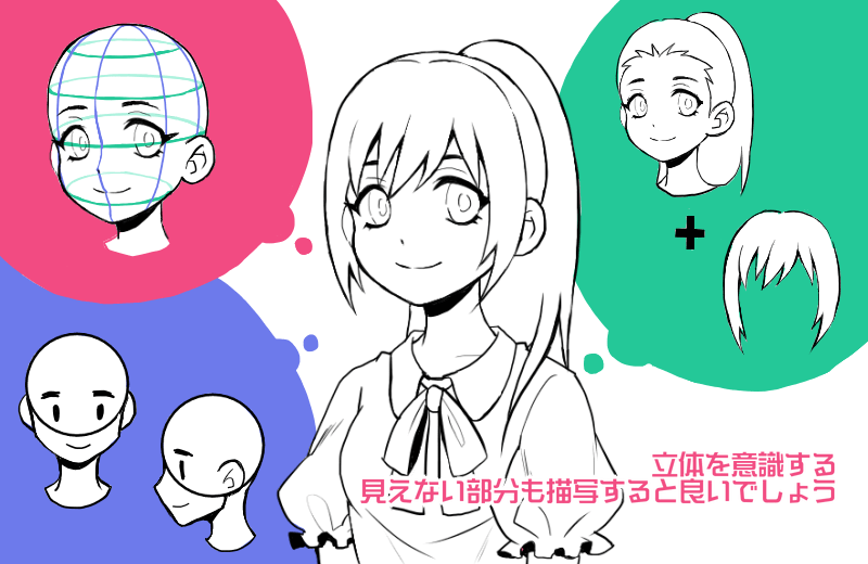 98 萌新脸部都画歪 掌握5点 打造画好平衡脸部 头发