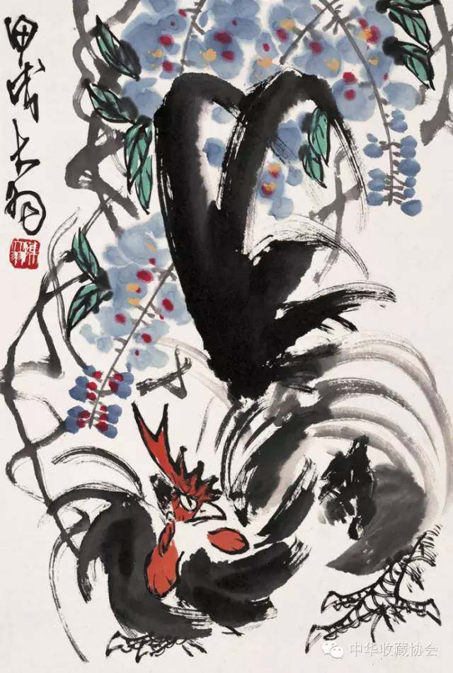 白石山堂主人-汤发周分享:齐白石弟子 陈大羽画鸡鉴赏_作品