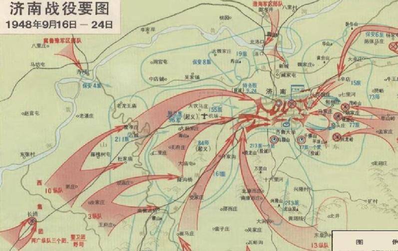 济南战役形势图然而阴雨连天,从商丘出动的邱兵团每日推进不超过20