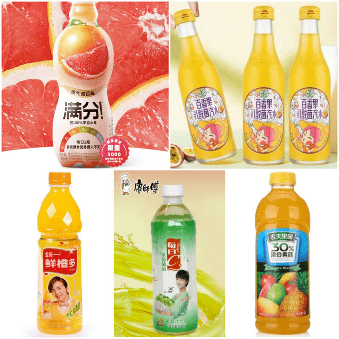 饮料企业主要有可口可乐,味全食品,统一,康师傅,农夫山泉,汇源果汁