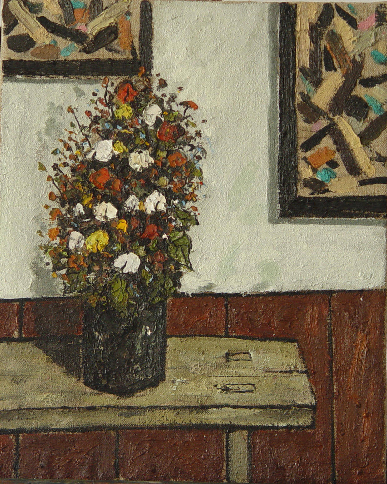 《花与瓶10》 40x50cm 布面油画 2008年《池塘》 50x60cm 布面油彩