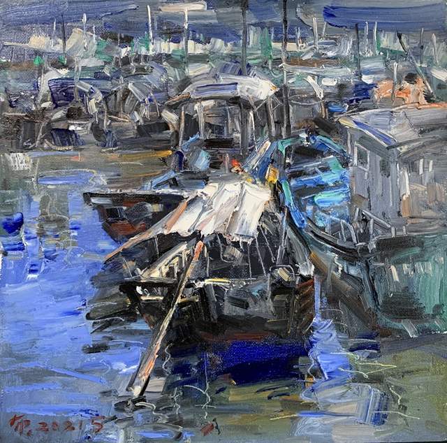 栾布北海小幅油画风景赏