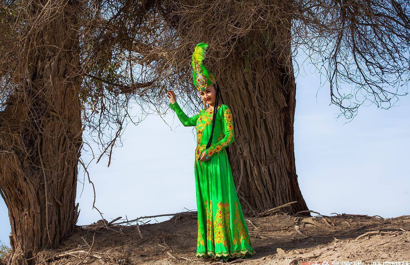 千奇百态的胡杨树,伸展着苍劲虬曲的枝干,金黄色的树叶吸引游客争相