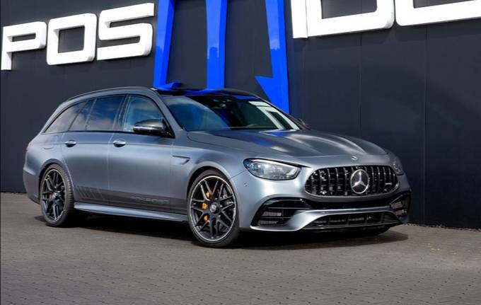 性能版奔驰e63进店金属灰漆面千匹动力加速比宝马m5还凌厉