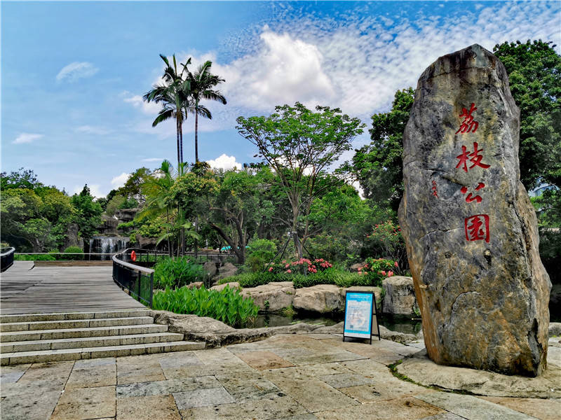 荔枝公园入口处的风景这假山瀑布就已经引人入胜了