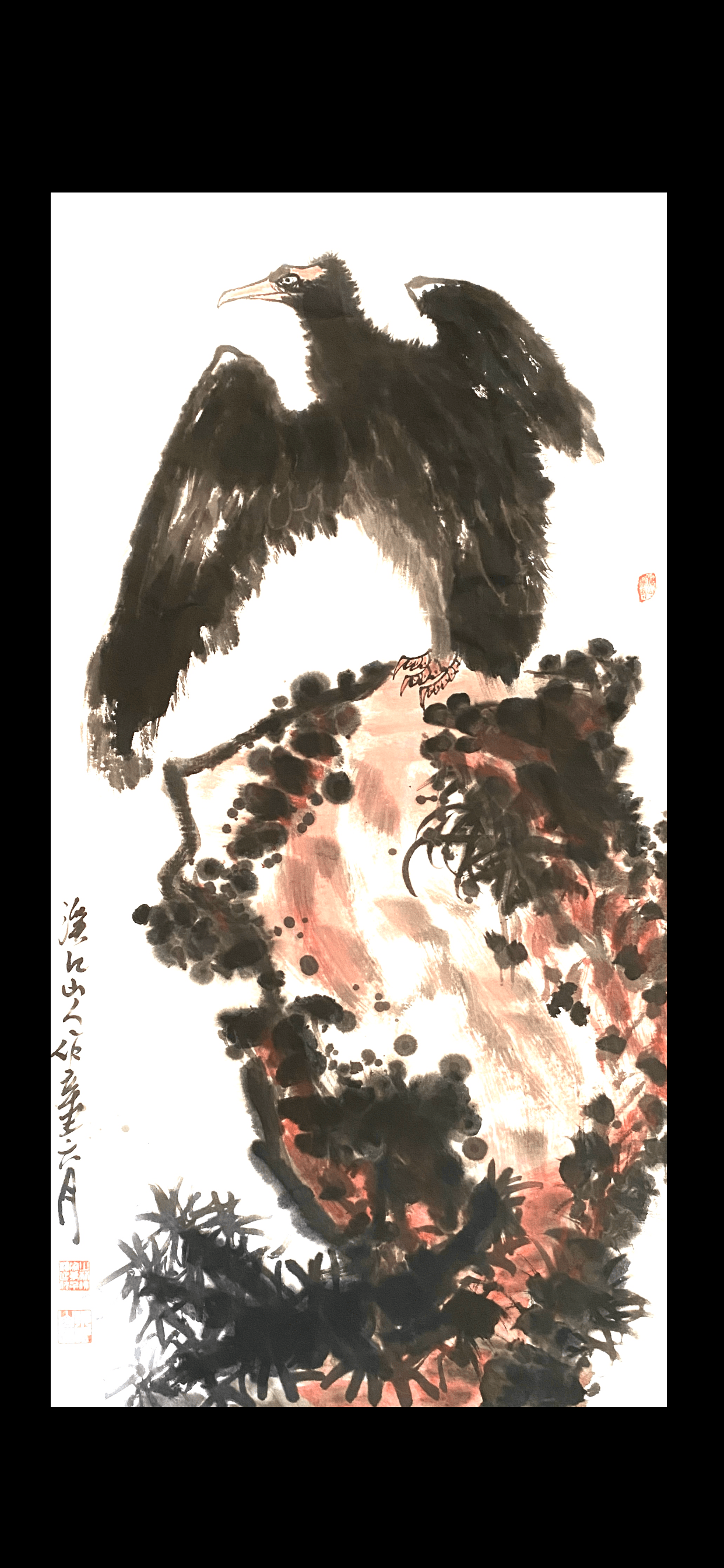 当代画坛名家朱祖国笔神墨妙绘雄鹰