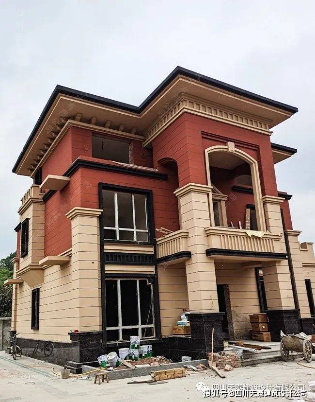 四川眉山海派风两层半别墅落地实景网红别墅眉山建房施工队