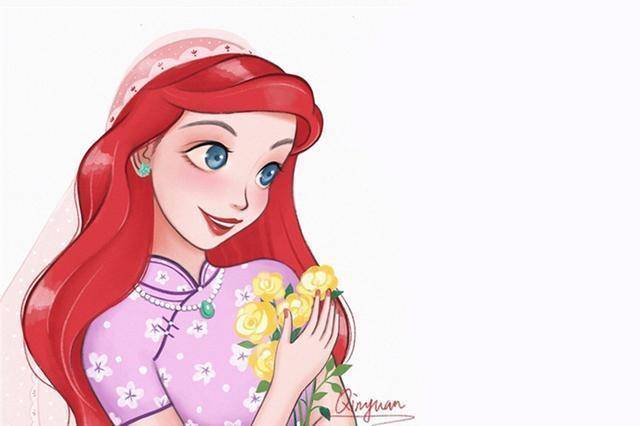 图片[5]-旗袍版的迪士尼公主都好可爱啊，特别是木兰这个表情，太俏皮了-金错刀_词牌名