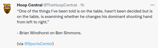 自我拯救 西蒙斯考虑更换惯用投篮手 前队友 右手投射手型更好 左手