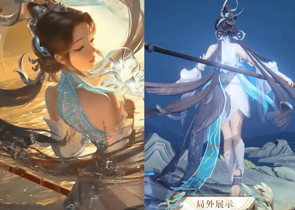 最后一个缺点也是大家讨论最多的,那就是这款皮肤的原画和建模了,落差