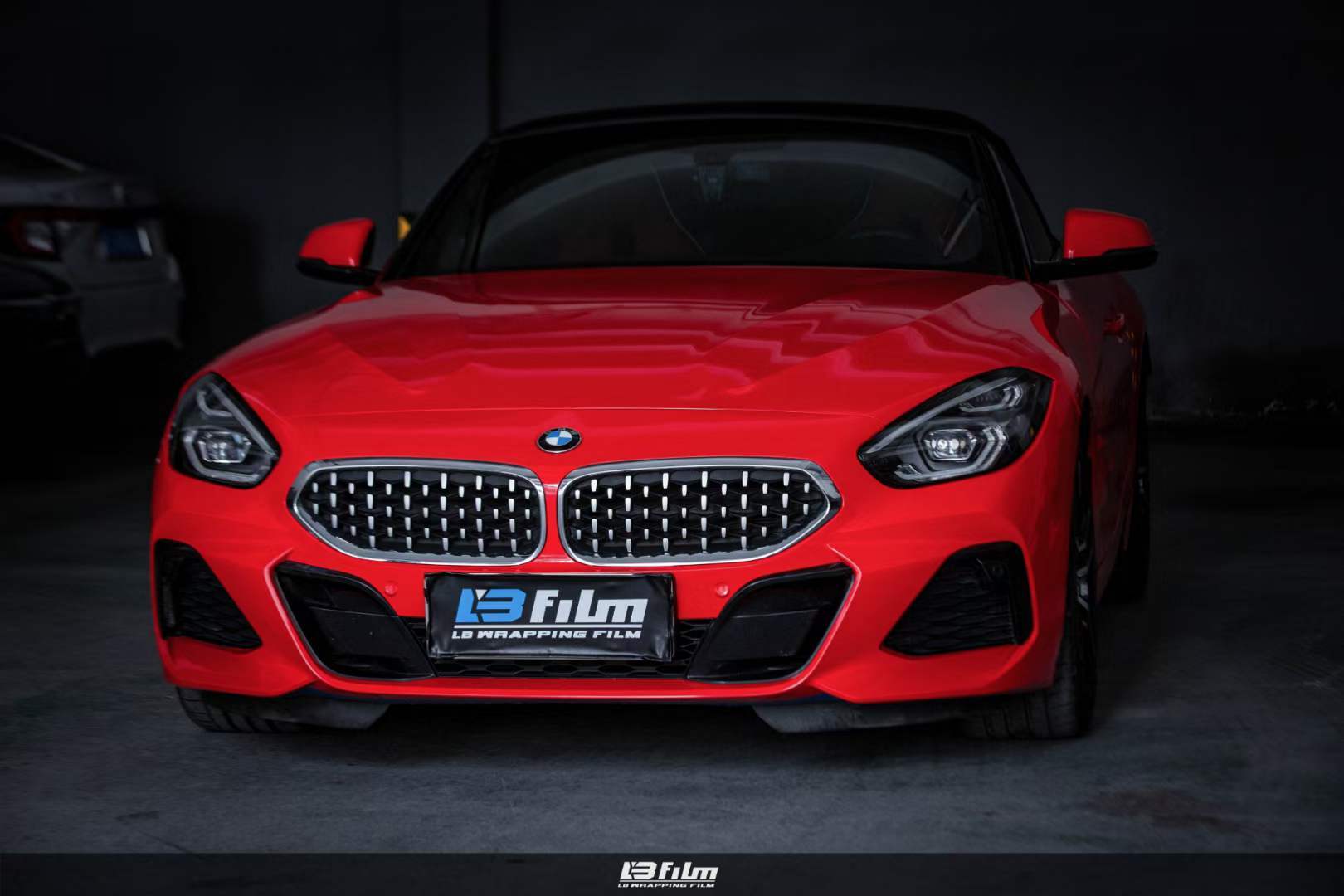 宝马-z4全车改色贴膜lb film改色膜高亮法拉利红