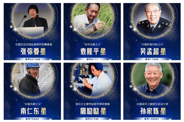 继袁隆平星被正式命名后还有哪些以科学家名字命名的小行星