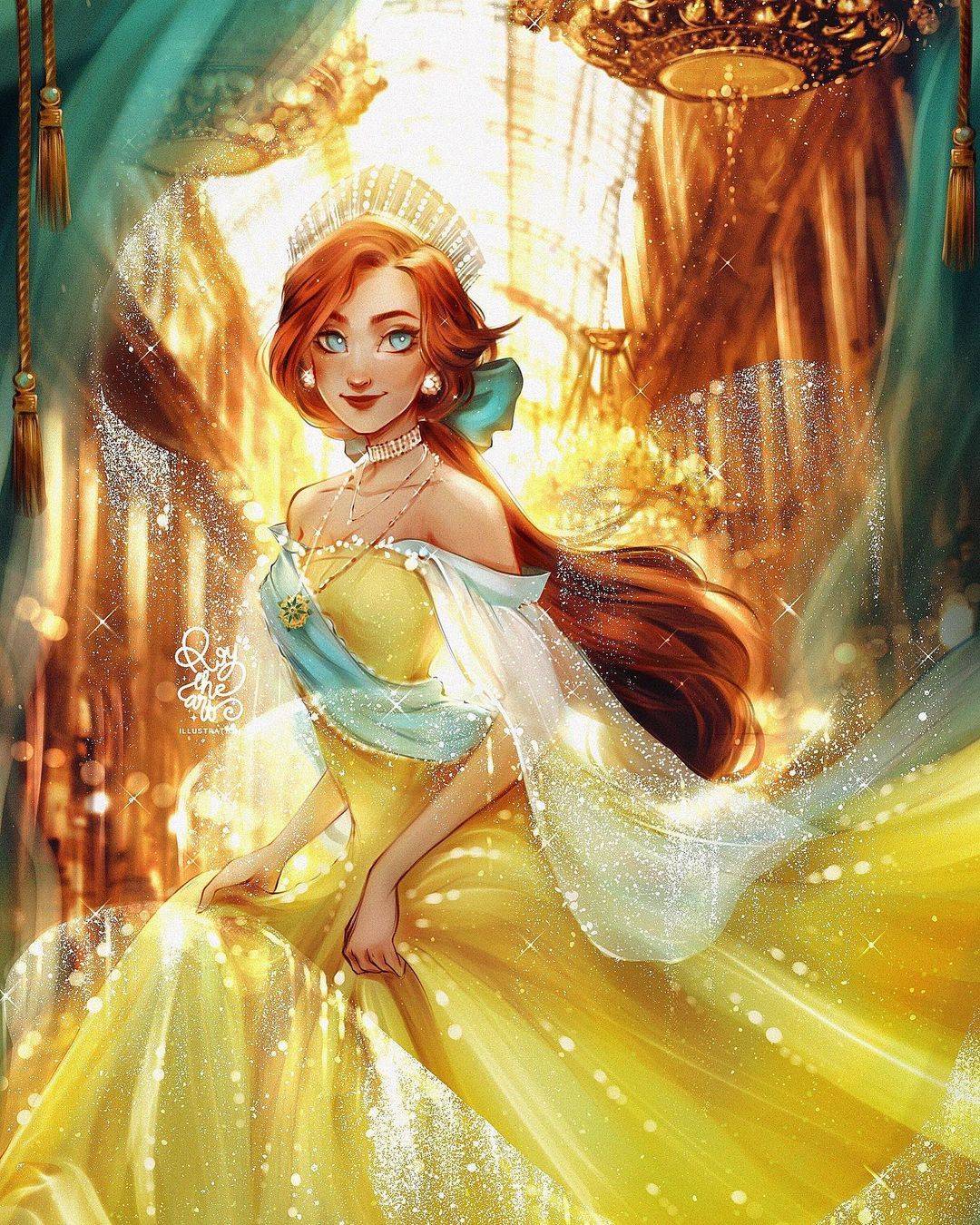 唯美风格迪士尼公主,爱丽丝的精致风,乐佩公主与天鹅共舞_形象