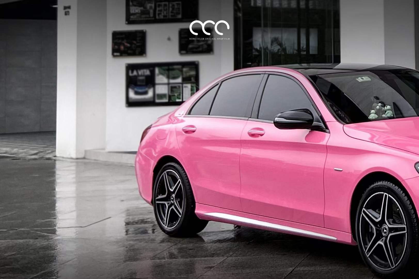 奔驰c260l全车贴膜漫彩改色膜亮粉