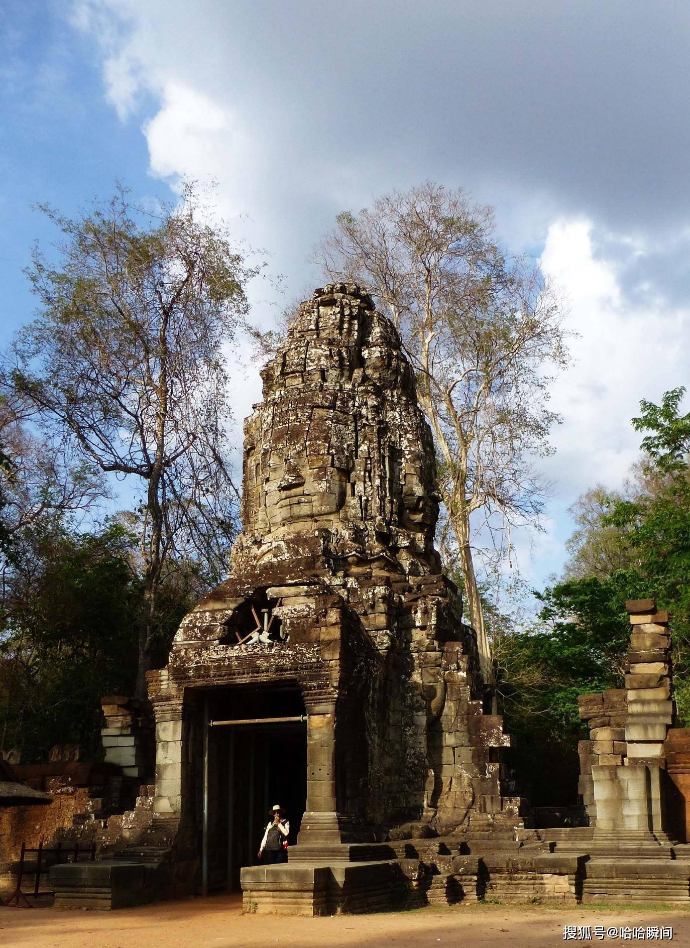 古树参天，如巨蟒般缠绕着一座寺庙，《古墓丽影》取景地