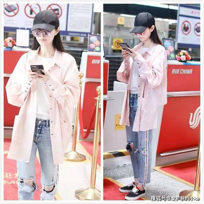 身材|宋轶真懂穿，粉色衬衫减龄够少女，破洞裤秀冷白皮太优越