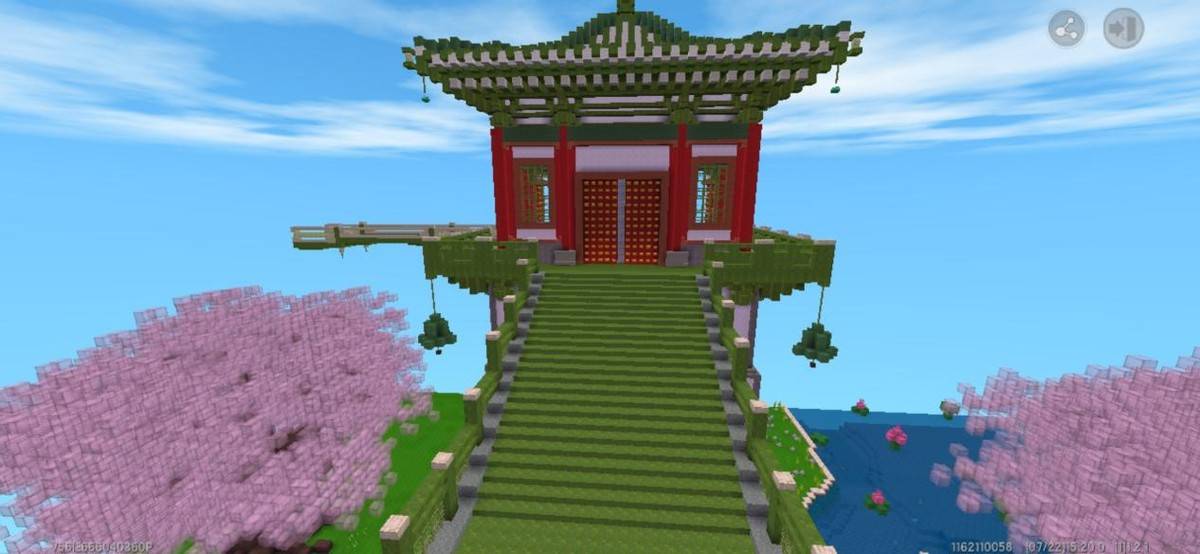 《迷你世界》必玩的高颜值地图，樱花和宫殿相辅相成，玩家：好美