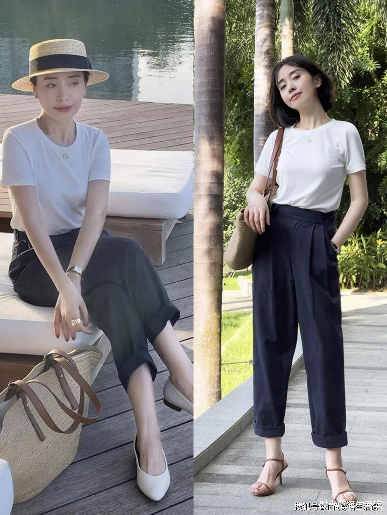 高个子|T恤下面不一定配裙子，今年流行这样穿，优雅知性，很有女人味