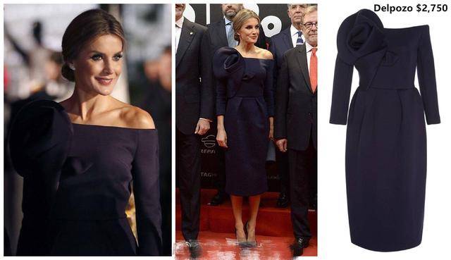 藏蓝色|西班牙王后也是“败家娘们”，一件长裙4万多，凯特王妃一身才399