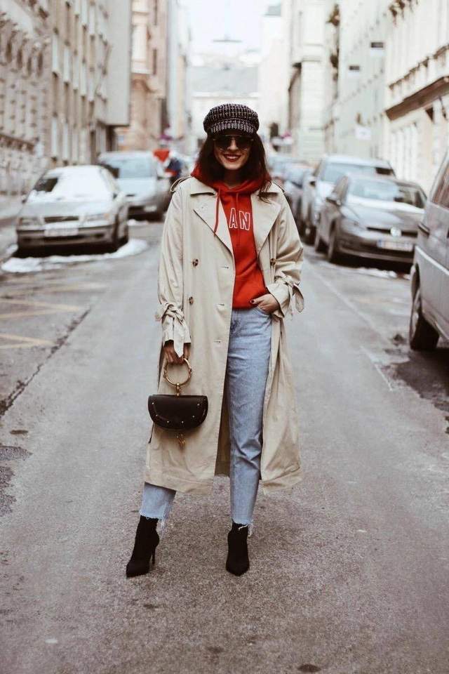 藏蓝色|高颜值“风衣+卫衣”叠穿套路来了！保暖有层次，怕冷的多借鉴