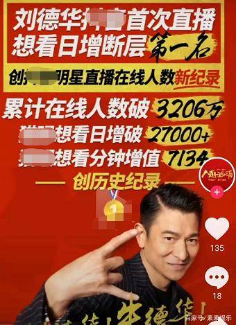 电影|刘德华直播首秀，8000万人在线观看，如果开通打赏会收入多少钱？