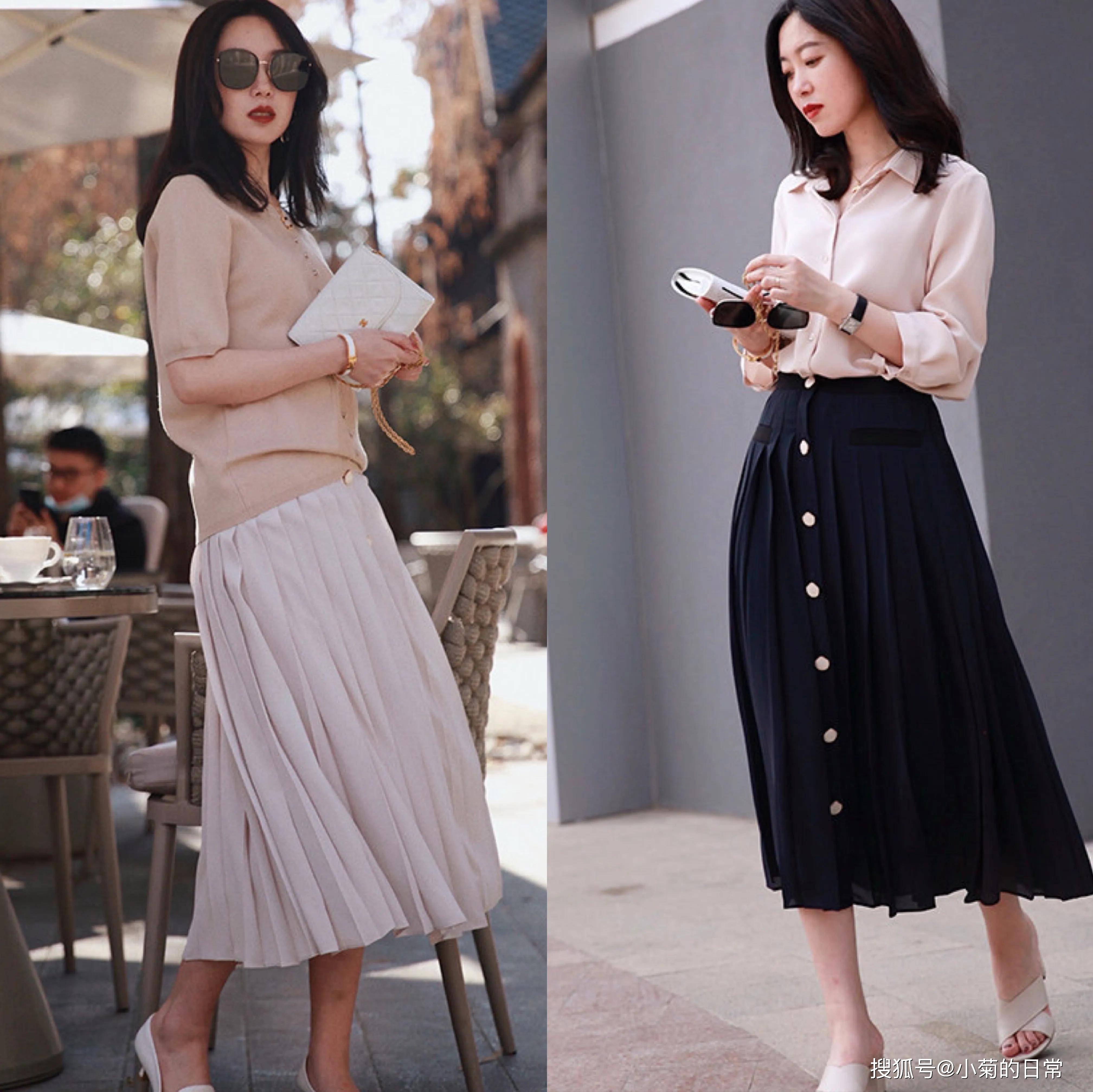 颜色|70后小个子女生太会穿，裙子+小衫这样搭配，显高显嫩美胜同龄人