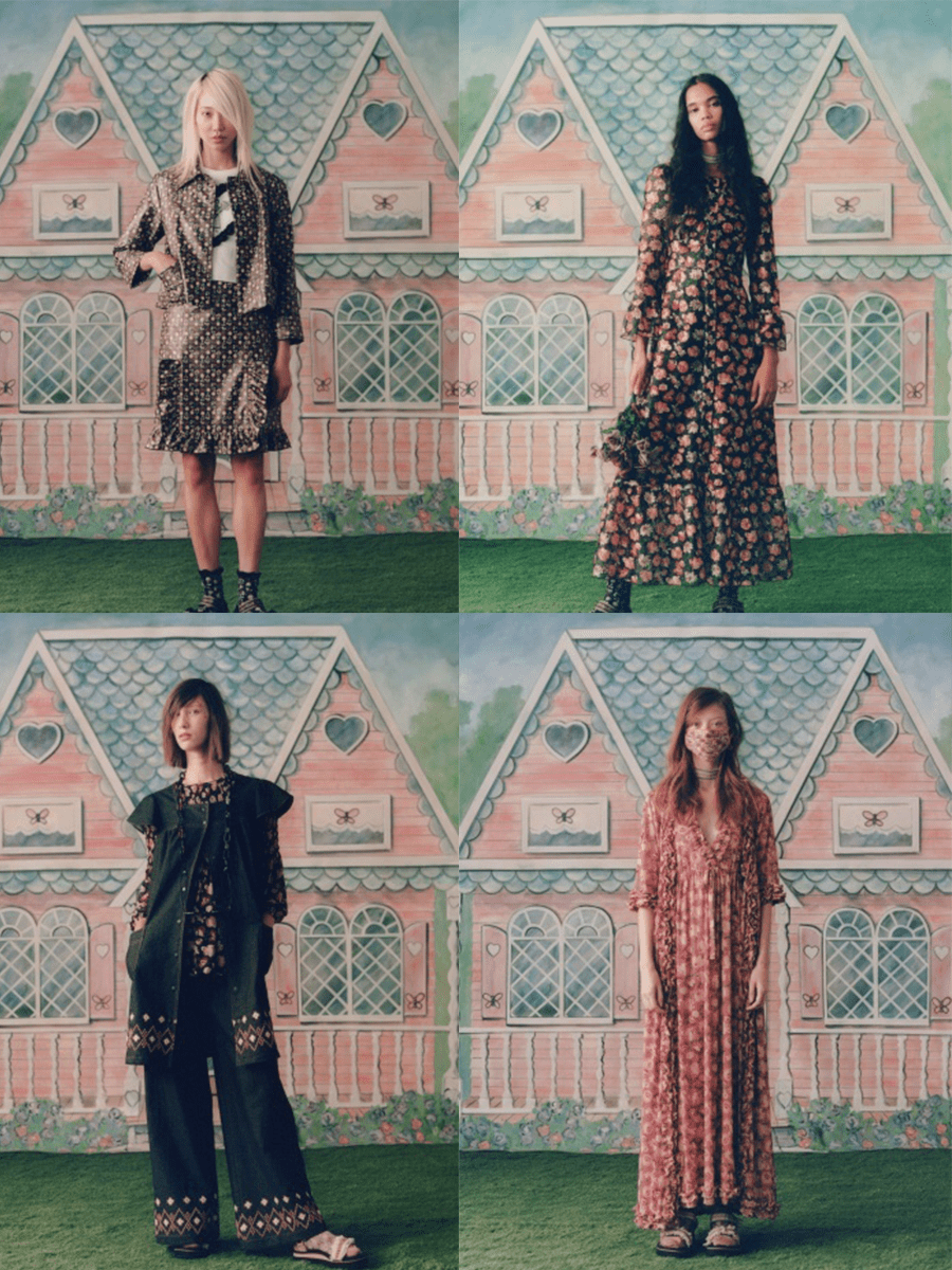 浅色|Anna Sui 2021春夏,手工艺的刺绣与镂空结合,实用中更奢华
