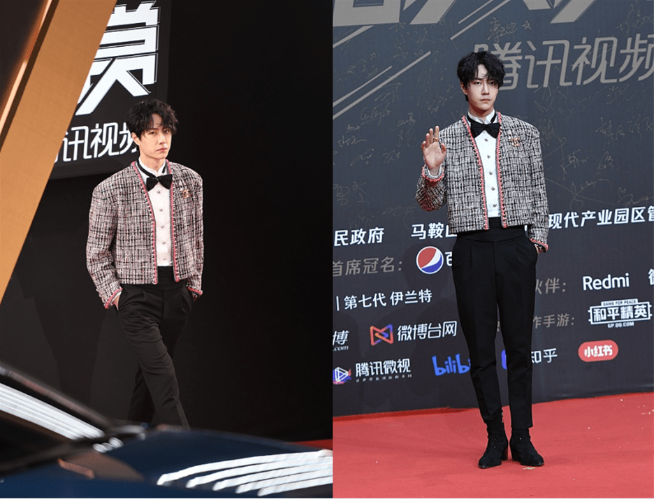 黑色|王一博生图和精修图差别挺大，感觉脸胖了一圈，但穿搭依旧在线