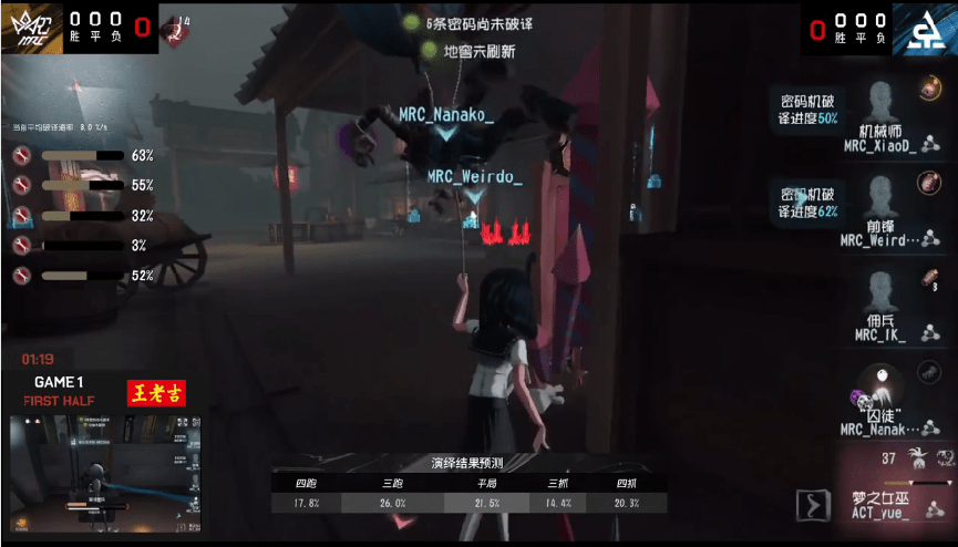 前锋|第五人格2021IVL夏季赛常规赛MRC vs ACT第一局 ACT求生者三出