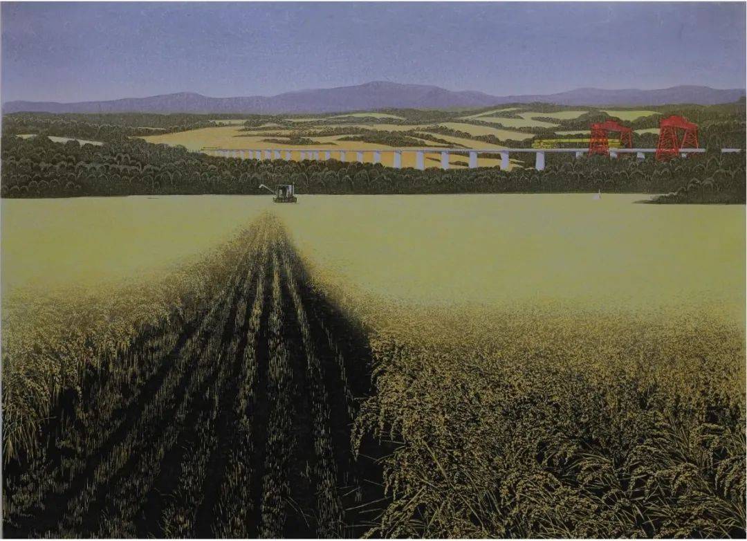 《沃土金秋》 水印木刻 80x110cm 2020年