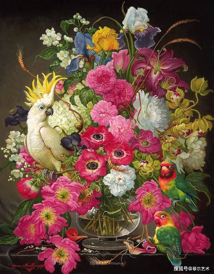 新现实主义风格花鸟油画,乌克兰女画家yana movchan绘画作品欣赏