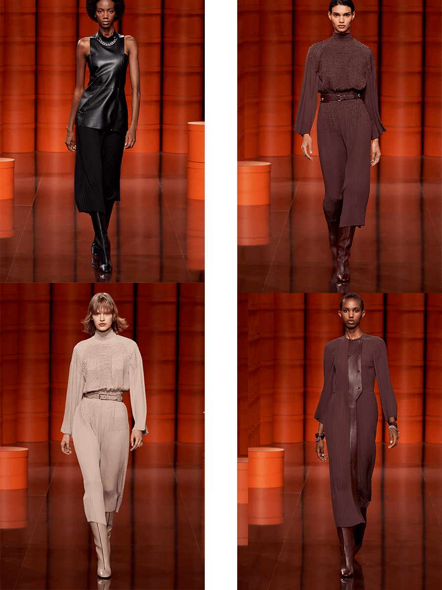 对比|Hermès 2021秋冬系列，很强的力量感，用深色调的颜色能够更好的营造