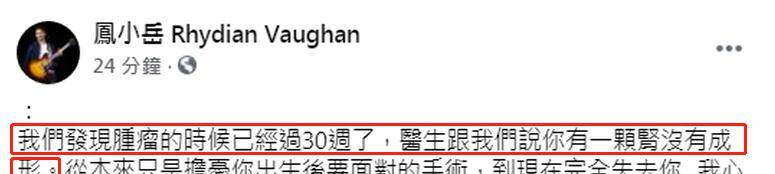 电影|33岁男星痛失二胎！胎儿患肿瘤1颗肾没成形，9个月没存活心如刀绞
